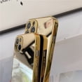 thumbnail image 4 of Funda de teléfono galvanizada chapada en oro de lujo para iPhone 14 13 12 Pro Max 11 X Xsmax XR 8 7 Plus, espejo Flip Coque Lens Protection, 4 of 4