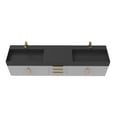 thumbnail image 2 of Amazon 84" Gray Wood Floating Vanity with Black Top and Gold Trim, 2 of 10