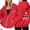 Red, variant on NinXxx Ladies' Christmas Zipper Long Sleeve Pocket Drawstring Hooded Sweatshirt Grey XXXL