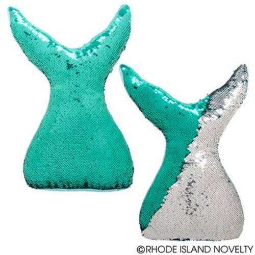 Details about   Mermaid Tail Pillow Reversible Shiny Sequin Blue & Silver Stuffed Plush 16" 