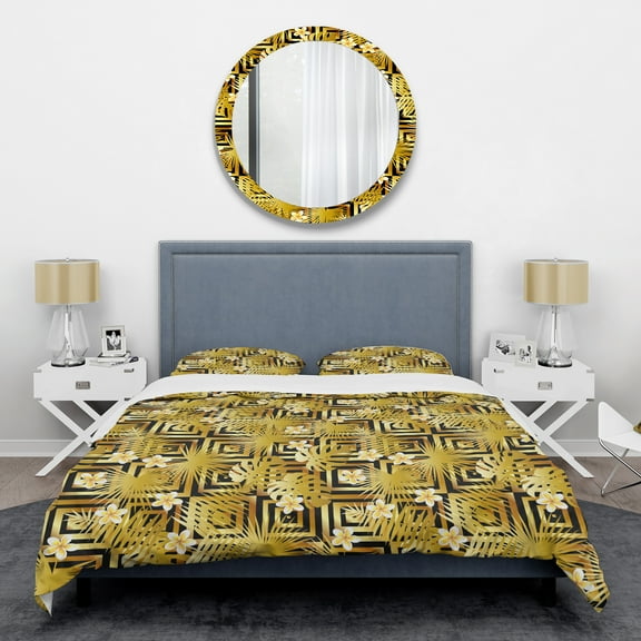 Designart 'Modern gold luxury pattern' Mid-Century Modern Duvet Cover Set