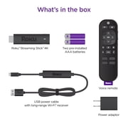 Roku Streaming Stick 4K - HDR & Dolby Vision Roku Streaming Device للتلفزيون مع Voice Remote و Long-Range Wi-Fi - Free & Live TV