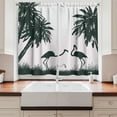 thumbnail image 2 of Ambesonne Nature Kitchen Curtains, Flamingos and Palm Trees, 55"x39", Pale Mauve Black, 2 of 3