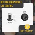 thumbnail image 2 of Uxcell 3/8"-16x1/2" Button Head Socket Cap Screws - 30Pack - Good for Road Bicycle, Mountain Bike, Auto, Motorcycle - Carbon Steel Black Oxide - Hex Drive Fasteners, 2 of 6