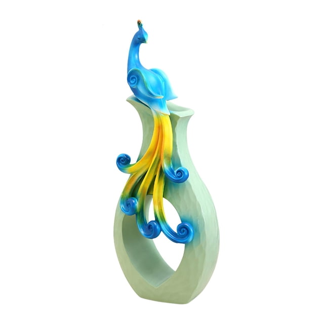 Florero de de resina, contenedor de flores, jarrones decorativos para manualidades, para chimenea, estantería, escritorio, decoración Verde