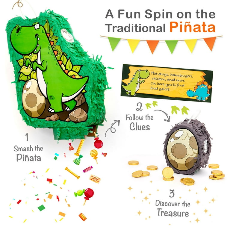 Dinosaur Bundle Pinata Bat and Blindfold Fun Game Birthday Party