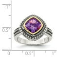 thumbnail image 3 of 14K Two-Tone Gold Ring Band Gemstone Yellow Amethyst Purple, 3 of 6