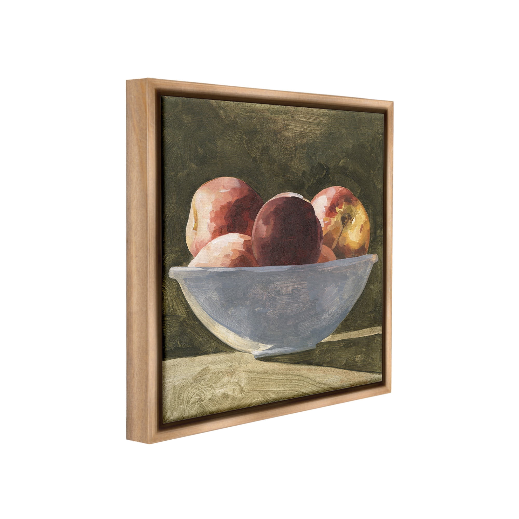Stupell Industries Shadowed Apples Still Life Food & Beverage Painting Brown Floater Framed Canvas Art Print Wall Art, 18 x 18