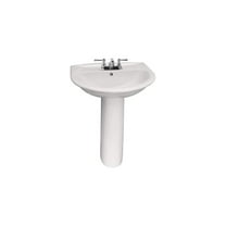 Modern Pedestal Sink - Minimalist Bathroom Vanity, White Basin, Pop Up Drain, 21.75" Wide