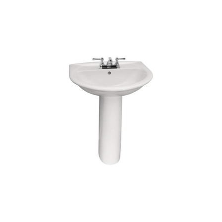 Modern Pedestal Sink - Minimalist Bathroom Vanity, White Basin, Pop Up Drain, 21.75" Wide