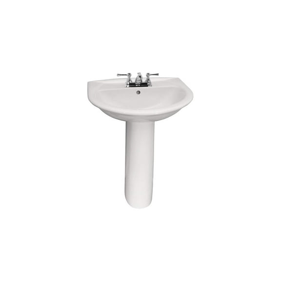 Modern Pedestal Sink - Minimalist Bathroom Vanity, White Basin, Pop Up Drain, 21.75" Wide