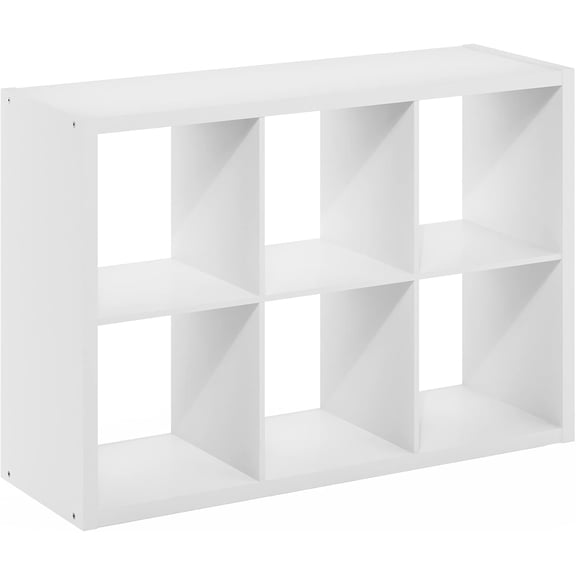 6-Cube Cubicle Bookshelf, Cube Bookcase with Open Back, Reversible Book Shelf, Cube Storage Organizer, 15 x 44 x 30, for Living Room, Home Office, White