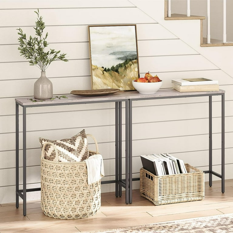 HOOBRO Narrow Console Table 29.5 Entryway Small Sofa Table Metal Frame Home Hallway Living Room Foyer Gray BG75XG01