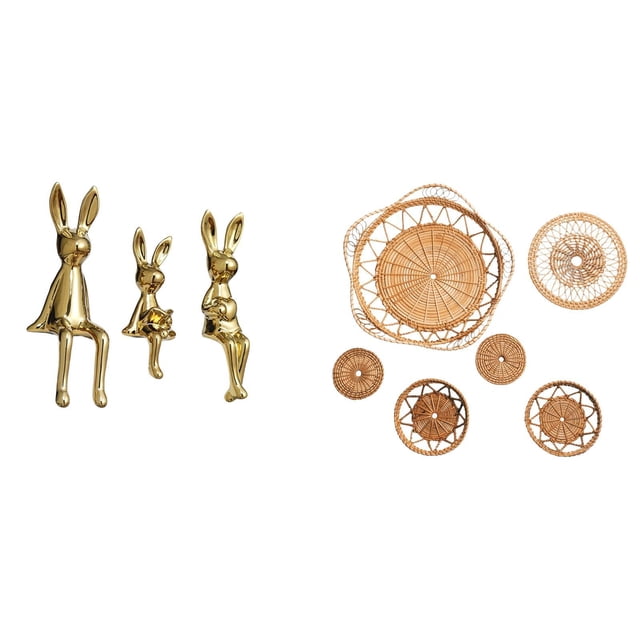 Figura decorativa de pared, estatua sentada, adorno artesanal de ratán tejido, decoración colgante de pared de material cerámico, adecuada para sala d