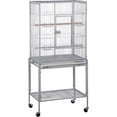 thumbnail image 1 of 53-Inch Bird Flight Cage, Wrought Iron Standing Large with Rolling Stand for Cockatiels Pet Parrot Parakeet Lovebird Canary Finch (White), 1 of 9