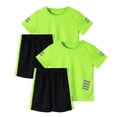 thumbnail image 2 of ATOGUTA Boys Matching Outfits Kid's Reflective Strip Mesh Pullover Tee and Athletic Shorts 4 Piece Set Size 5T-14, Yellow, 2 of 4