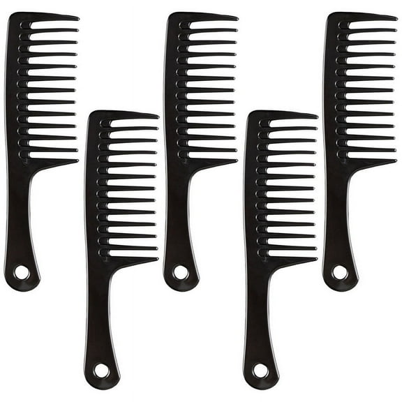 LIEISFEPER 5 Pcs Hair Brush Wide Tooth Comb Black for Wet and Dry Black