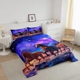 thumbnail image 3 of Horse Twin Comforter Set Glitter Stars Bedding Set ,Psychedelic Galaxy Down Comforter Purple Space Universe Bed Set Brown Galloping Horse Quilted Duvet Animal Themed Home Decor, 3 of 7