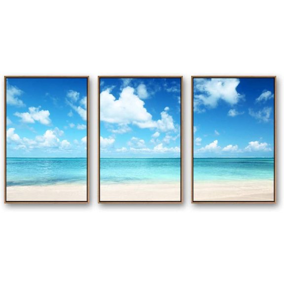 IDEA4WALL Framed Canvas Wall Art for Living Room, Bedroom Ocean Sea Beach Canvas Prints for Modern Home Decoration Ready to Hang