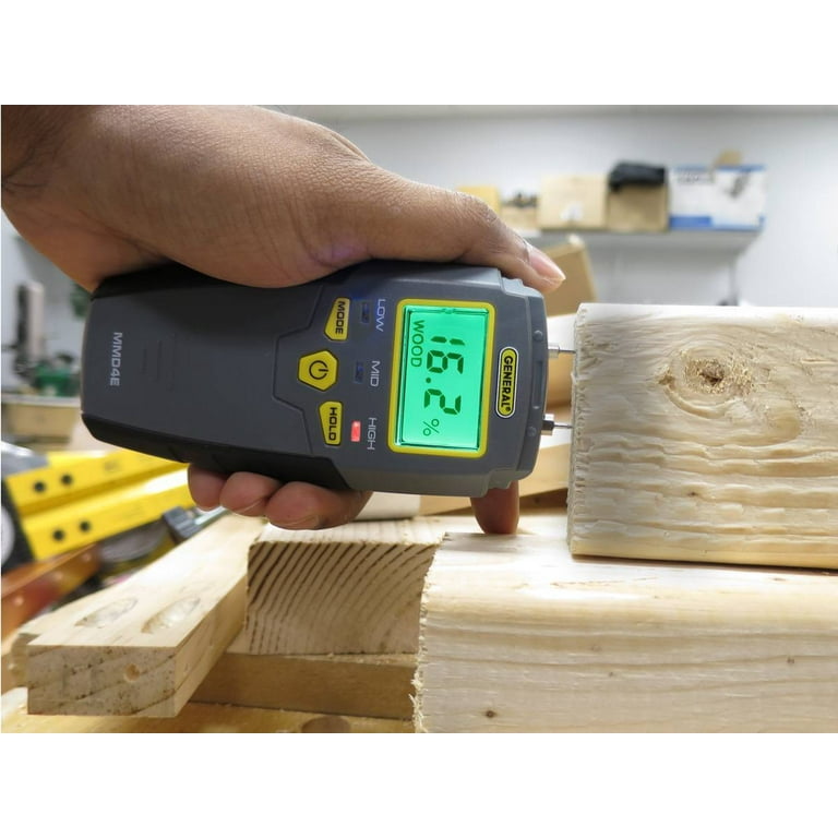 General Tools Pin Type Moisture Meter Backlit LCD Display MMD4E