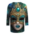 thumbnail image 4 of T-Shirts pour Femmes, Imprimé Décontracté de Vacances Manches 3/4 Col Rond Chandail, T-Shirt pour Femmes, 4 of 5