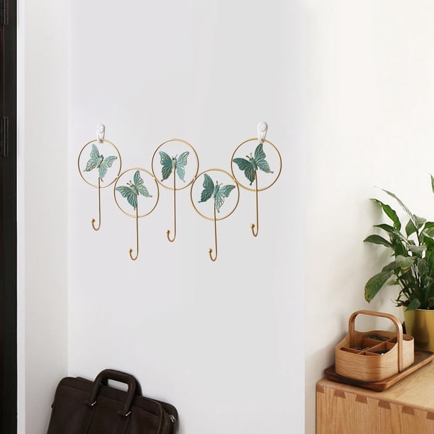 Perchero de montaje en pared, llavero de lujo, decoración minimalista para el hogar, gancho para abrigo, gancho de pared para sala de estar, entrada, Mariposa