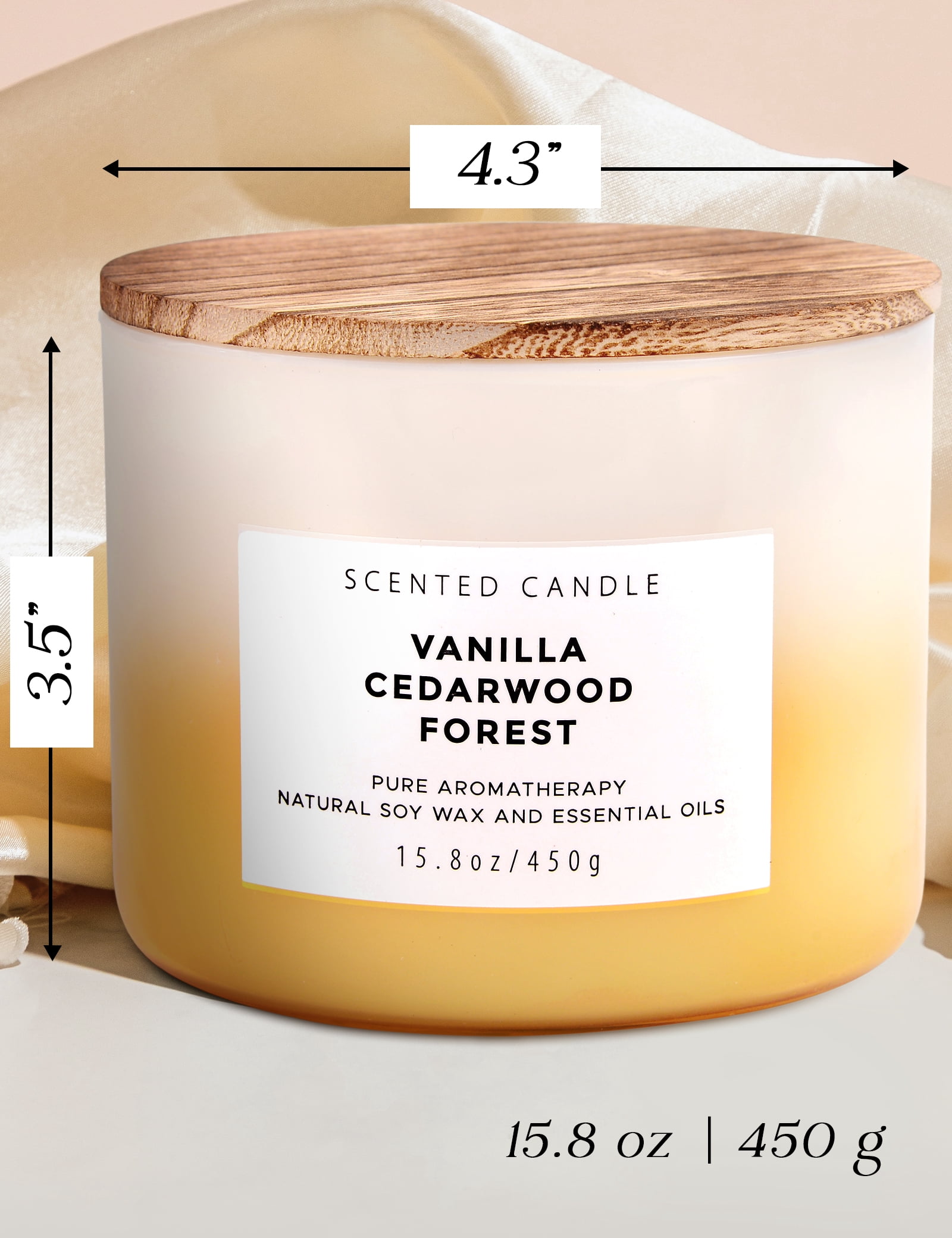 Vanilla Cedarwood Forest Scented Candle 3 Wick Aromatherapy Candle Long Lasting and Clean Burning Soy Candle for Men and Women Relaxing Candle for Home Scented