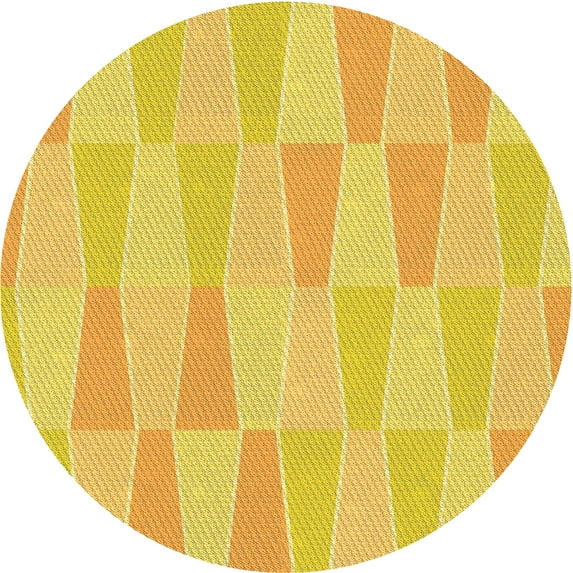 Ahgly Company Machine Washable Indoor Round Transitional Banana Yellow Area Rugs, 8' Round