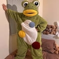 thumbnail image 4 of GWAABD Silly Big Eye Mouth Frog Pajamas, Soft Plush One Piece Costume Green Loungewear, S Size Pajamas, 4 of 8