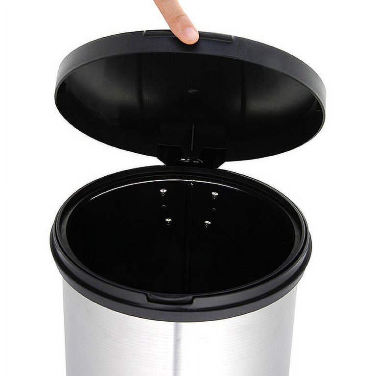 Mainstays 1.3 Gallon Round Trash Can Stainless Steel Bathroom Step Trash  Can with Lid 