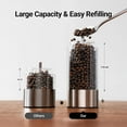 thumbnail image 3 of Electric Salt and Pepper Grinder Set, 110ml Larger Rechargeable Automatic Salt and Pepper Mill Grinder with 6 Adjustable Coarseness, Electric Salt and Pepper Shakers, LED, 2 Packs, Silver, 3 of 12