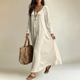 thumbnail image 4 of Women Fall Winter Velvet Round Neck Maxi Dress Long Sleeve Loose Solid Chic Elegant Casual Everyday White XL(XL), 4 of 5