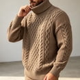 thumbnail image 5 of Fanshiluo Men's Turtleneck Cable Knit Sweater, Long Sleeve Pullover Knit Top,Size L,Big and Tall Men, 5 of 9