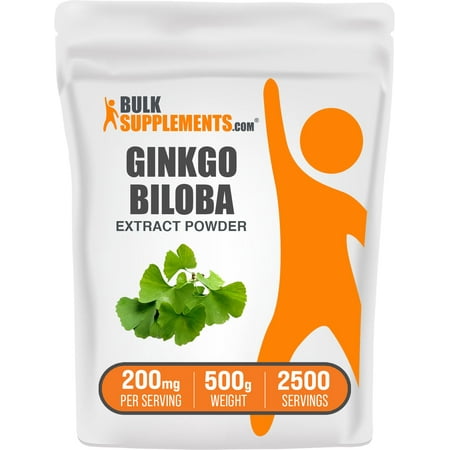 BulkSupplements Ginkgo Biloba Extract Powder - 200mg per Serving - 500 Grams (1.1 lbs) - 2500 Servings