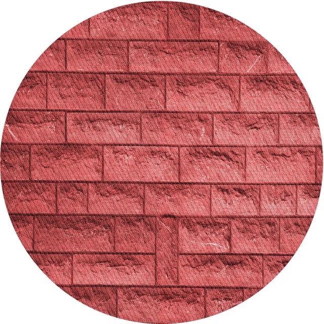Ahgly Company Tapis d'Intérieur Rond Lavable en Machine Rouge Transitionnel, 8 Pieds Rond