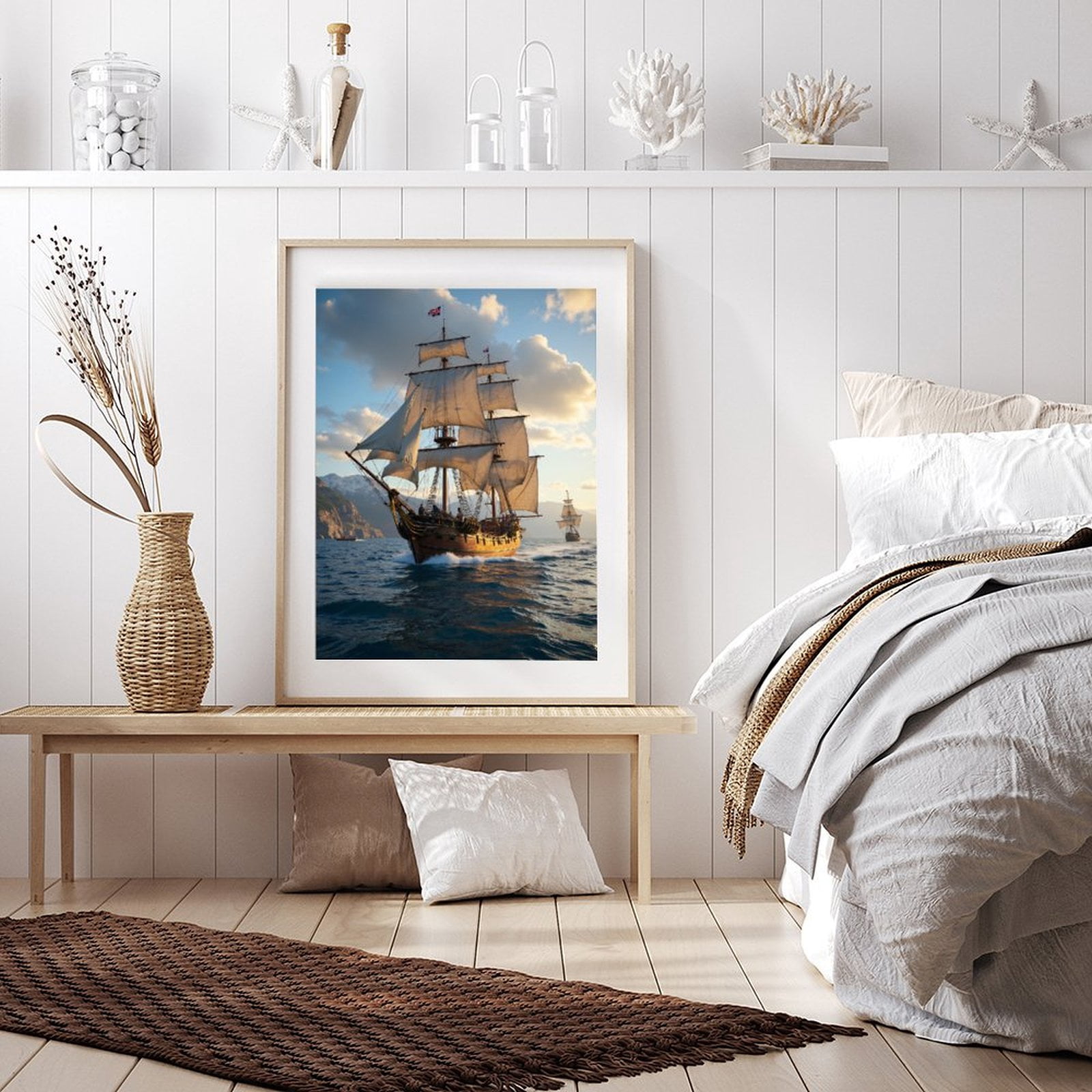 Diamond Art Kit for Adults, Vintage Sailing Ship At Sunset Diamond Painting for Adults Beginners, 5D DIY Diamond Art Painting Kits, Colorful Diamond Painting Craft for Home Decor 12x16