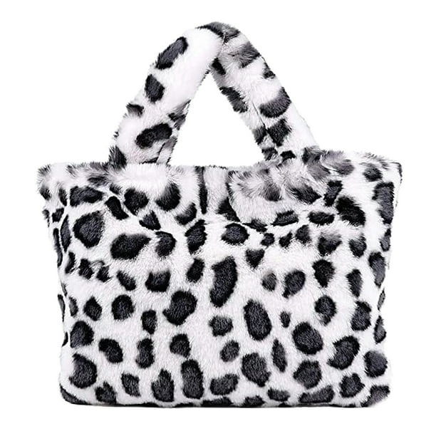 Bolso de hombro de piel sintética para mujer, bolso de mano con asa superior, bolso cruzado con correa de cadena estampado de leopardo blanco
