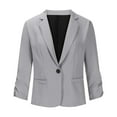 thumbnail image 5 of Dazajoo Women's Ruched 3/4 Sleeve Blazers One Button Open Front Suit Jackets Lightweight Office Work Business Blazer,Gray,M, 5 of 9