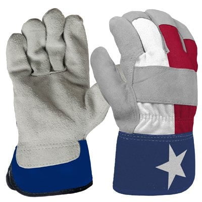 

True Grip Work Gloves Leather Palm Cotton Texas Flag Pattern Men s Large 1 Pack