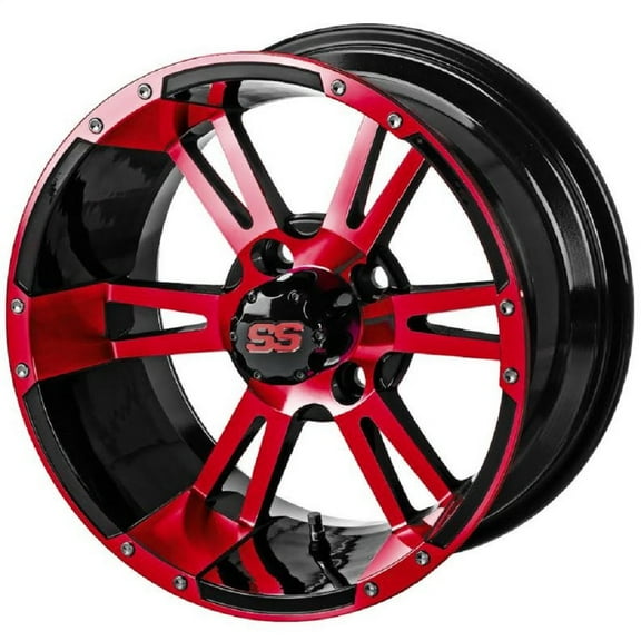LSI Raptor 14x7 Golf Cart Wheel - Black/Red 3 4 [14183]