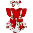 thumbnail image 1 of LAICAIW Infant Girl Short Sleeve Cartoon Floral Prints Ruffle Summer Newborn Rompers Jumpsuits Clothes Boy 2t (Red-A, 6-12 Months), 1 of 7