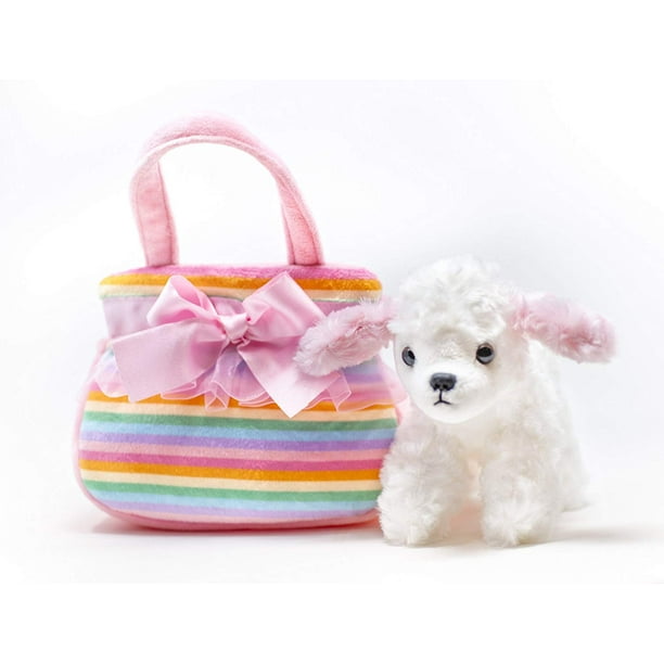 Aurora Poodle Fancy Pals Pet Carrier, Pink Rainbow Purse, Lace Trim