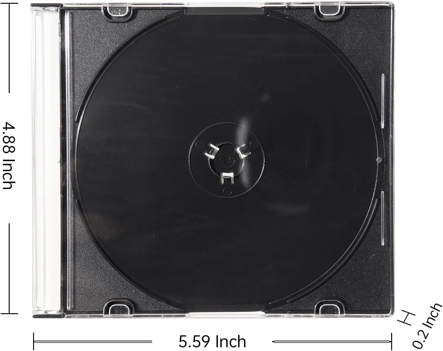 Maxtek Ultra Thin 5.2mm Slim Clear CD Jewel Case with Built In Black Tray, 100 Pack.