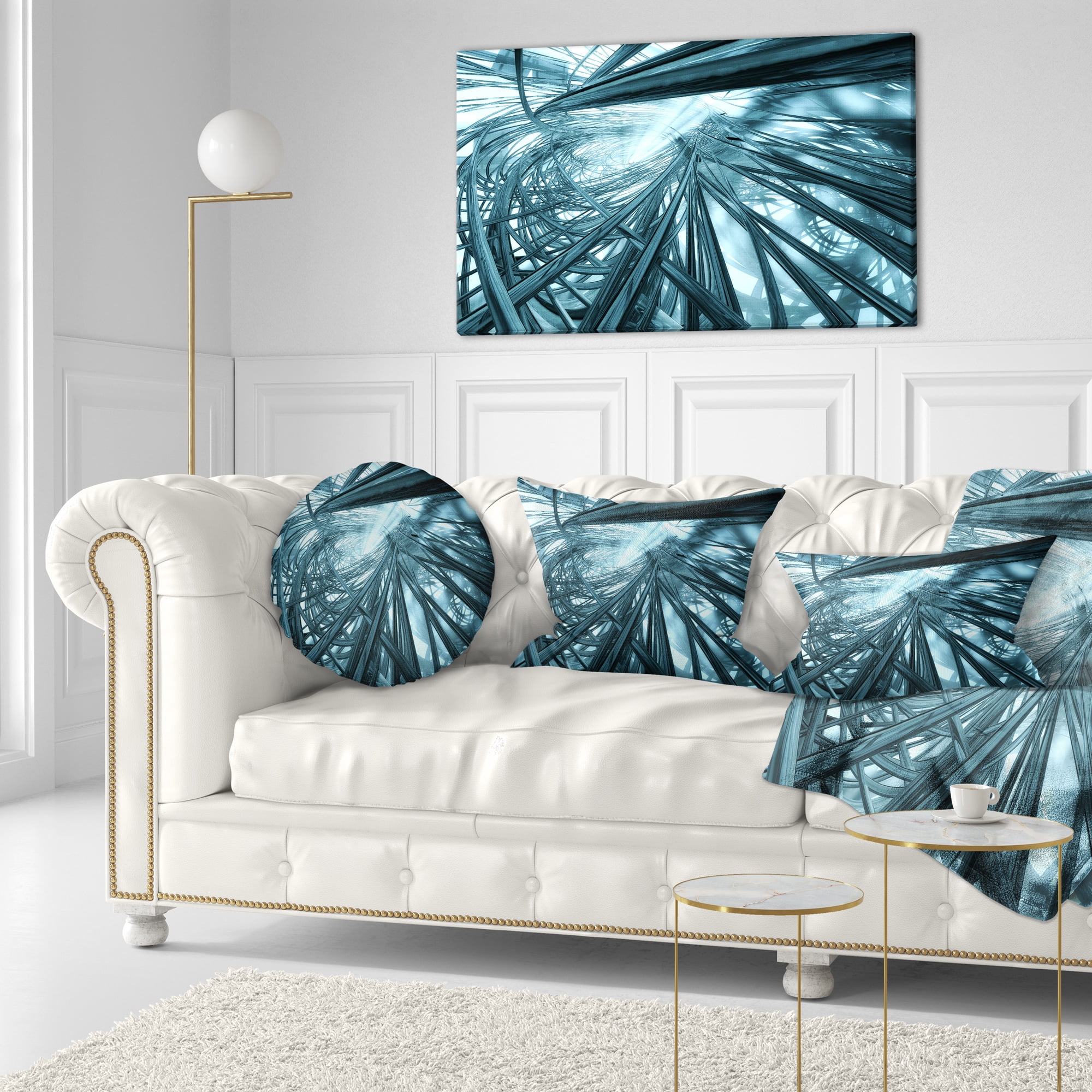Designart Fractal 3D Stripes Everywhere - Contemporary Throw Pillow - 12x20