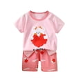 thumbnail image 2 of Hrsba Girls Matching Outfits Pure Cotton Short Sleeve Crew Neck Tee And Daily Casual Shorts Two Piece Set, 2 of 6