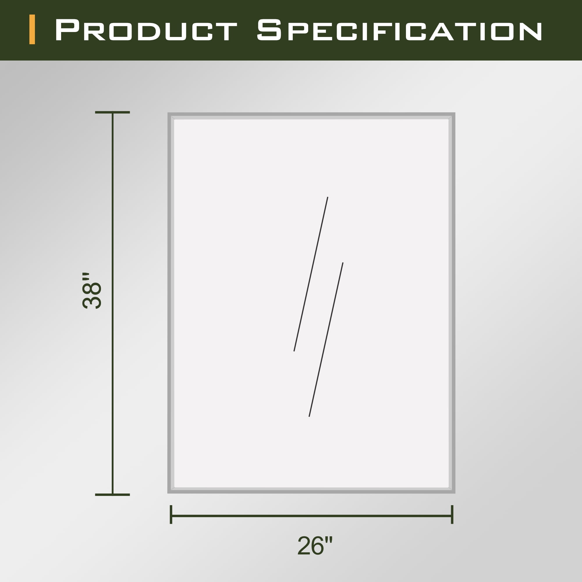 MAYEERTY 38"×26" Silver Aluminum Slim-Frame Rectangular Wall Mirror Sleek for Bathroom or Entryway