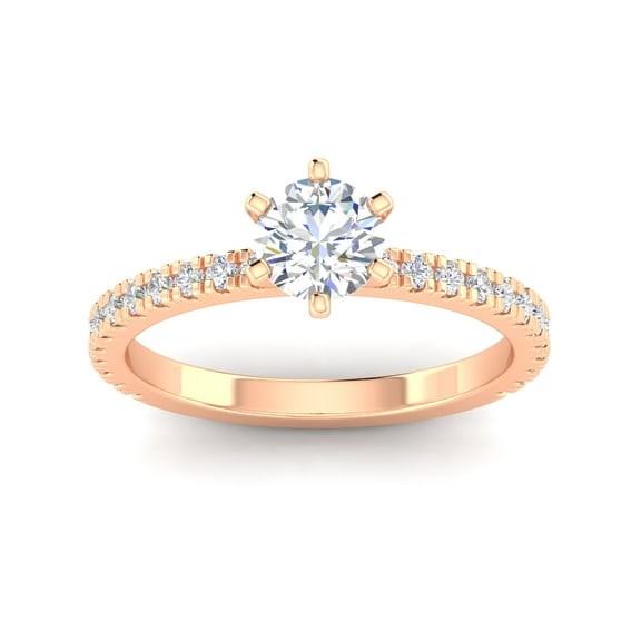 Certified 1.00 Carat TW Round Natural Diamond Engagement Rings in 14k Rose Gold
