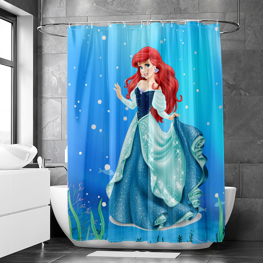 Disney The Little Mermaid Watercolor Shower Curtain, Polyester Fabric