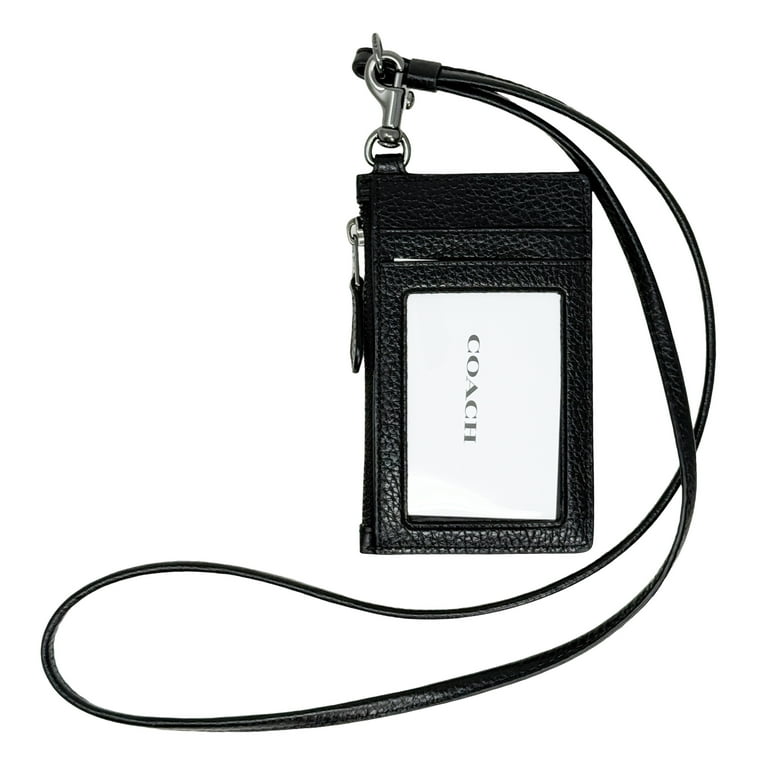 Coach Pebbled Leather Zip Lanyard Card Case (Black) - Walmart.com