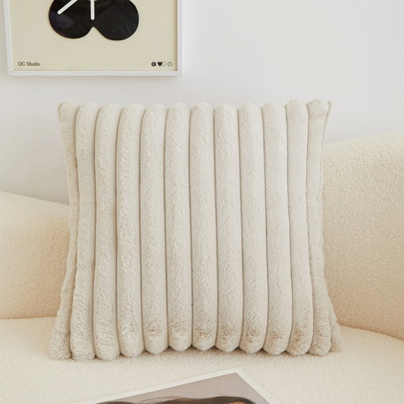 Clearance Under $5!Yyuenw Throw Pillow Covers Square Winter Decorations Couch Pillow Case Couch Soft Fluffy Pillow Cover with Velvet Back Square Winter Decorations Couch Pillow Case
